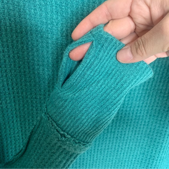 We The Free By Free People Teal Waffle Knit Thermal Oversized Tunic - Picture 8 of 13